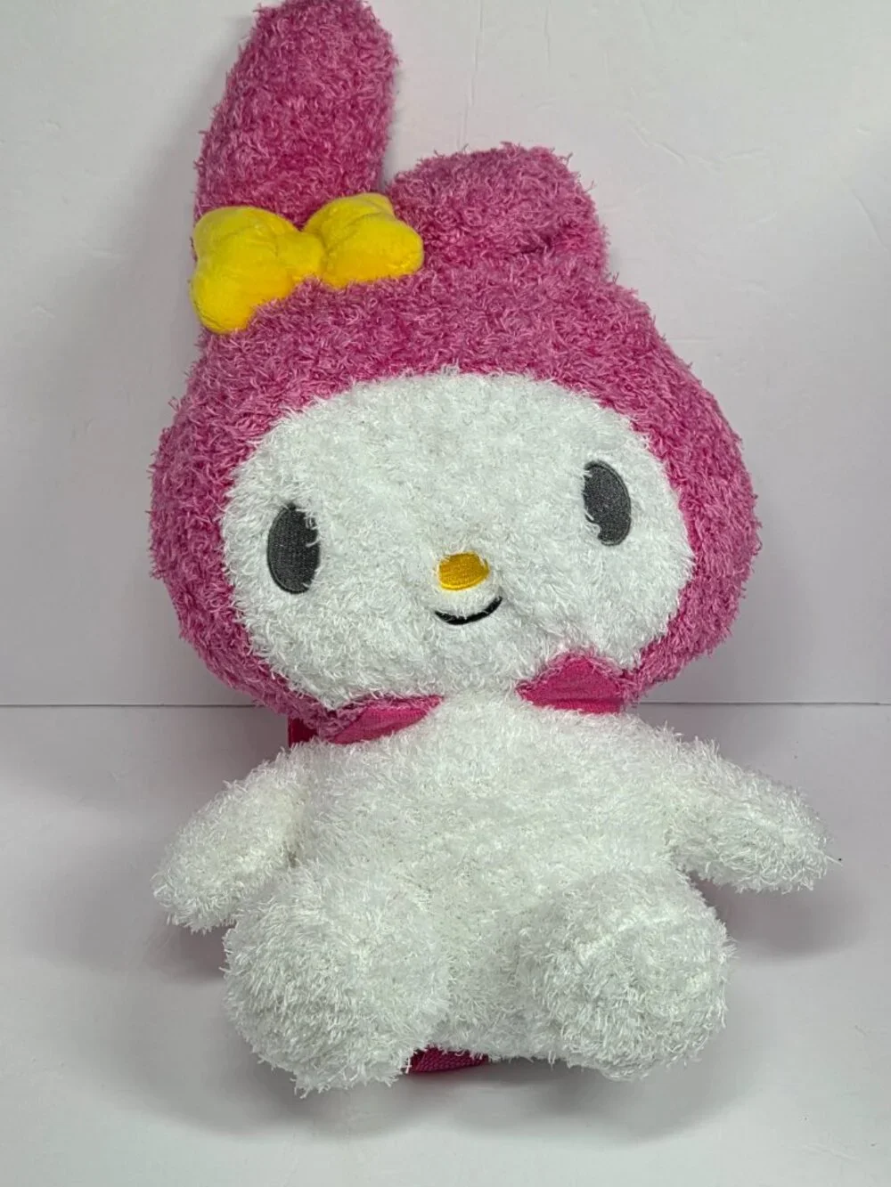 Hello Kitty My Melody Plush Mini Backpack Faux Fur Pillow Large Pajama Bag NWT